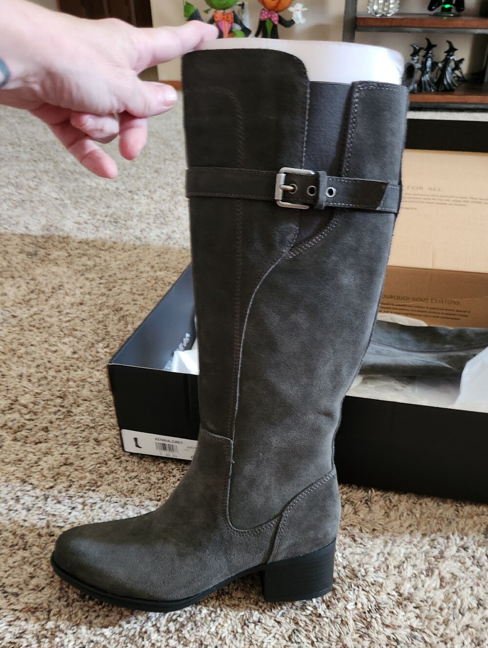Naturalizer Women's Knee-High Suede Riding Boots - Gray New In Box